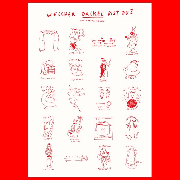 "Welcher Dackel bist du?" DIN A2 Plakat von Gianluca Scigliano